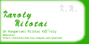 karoly milotai business card